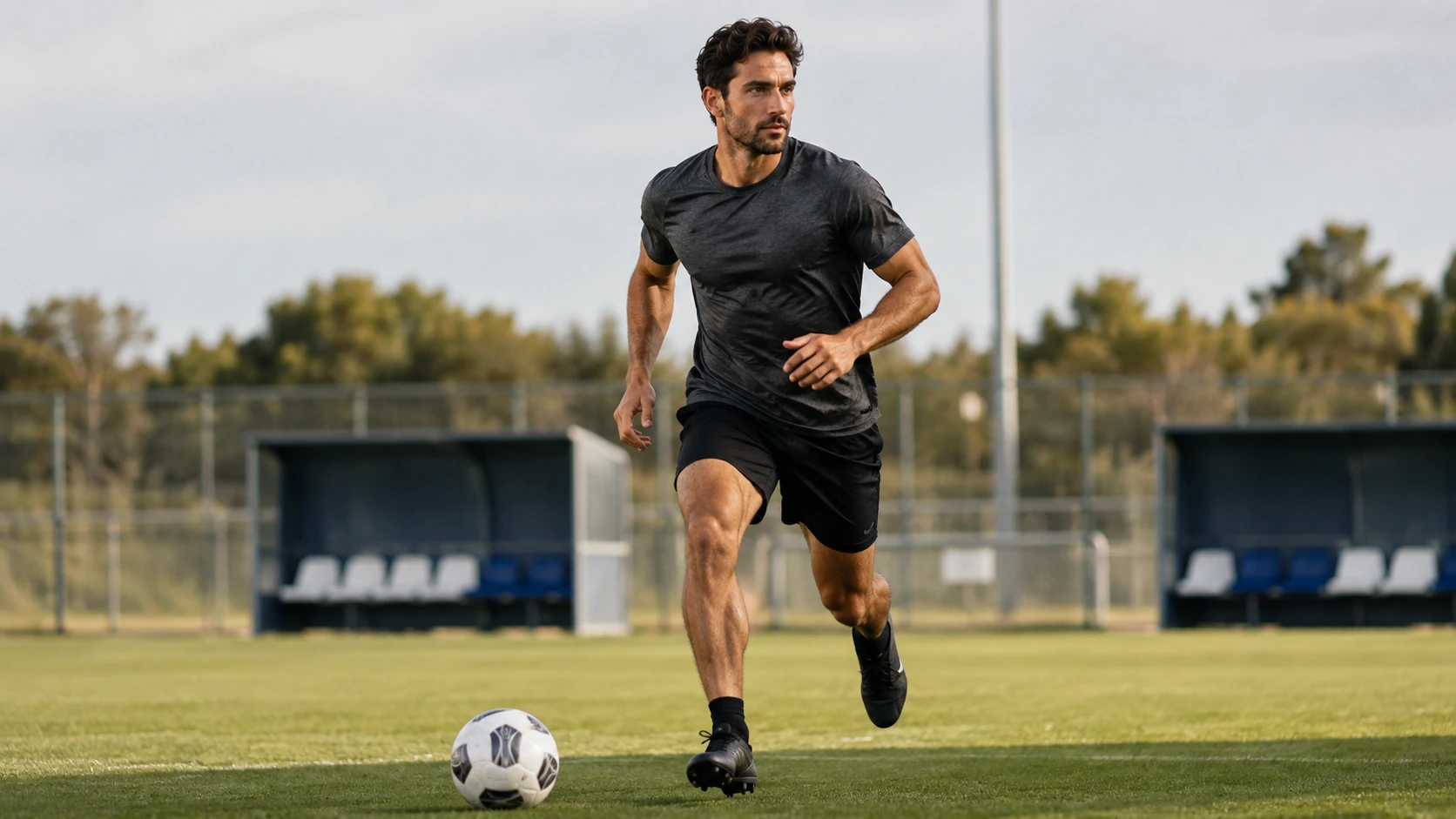 Football athlete returning confidently to the playing field